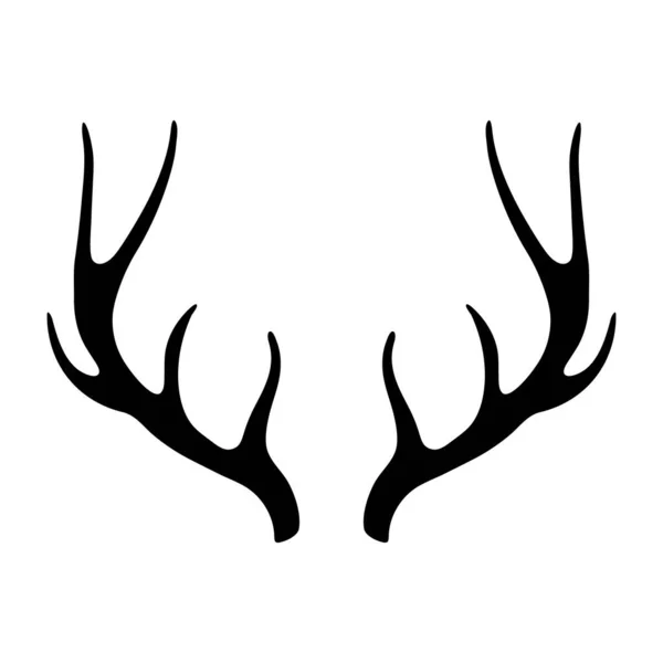 Deer Antlers Silhouette Isolated White Background Horns Icon — Stock Vector