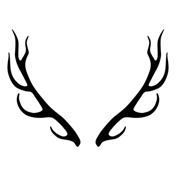 Deer Antlers Silhouette Isolated White Background Horns Icon — Stock Vector