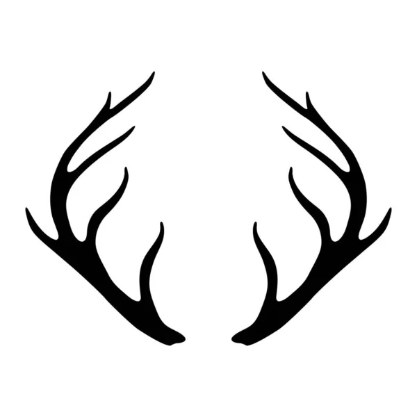 Deer Antlers Silhouette Isolated White Background Horns Icon — Stock Vector