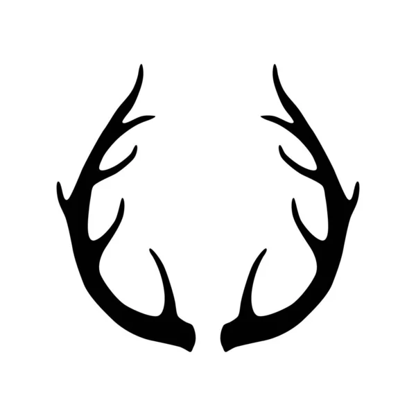 Deer Antlers Silhouette Isolated White Background Horns Icon — Stock Vector