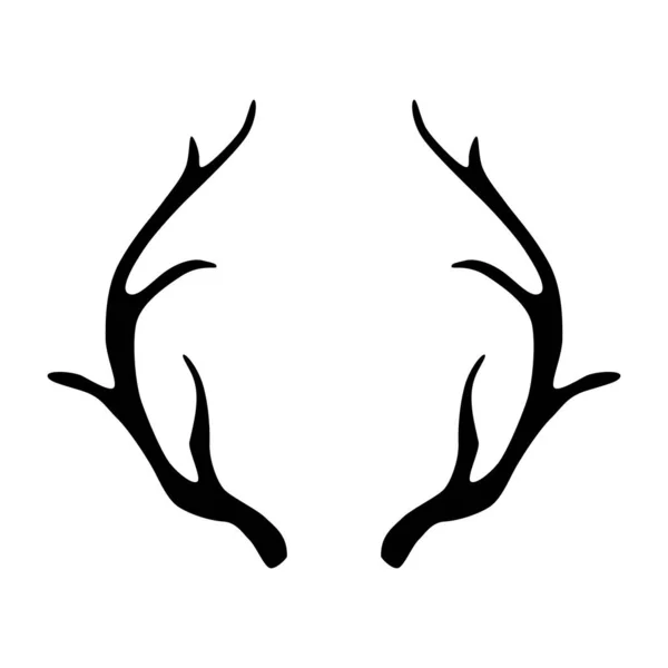 Deer Antlers Silhouette Isolated White Background Horns Icon — Stock Vector