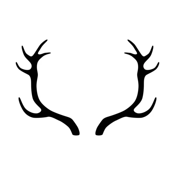 Deer Antlers Silhouette Isolated White Background Horns Icon — Stock Vector