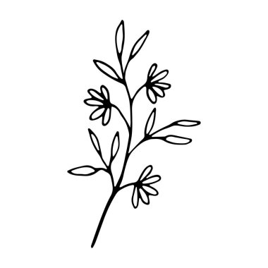 Çiçekli el sosyal medya hikayesi için karalama ikonu çizdi. El yapımı düğün bitkisi, bitki