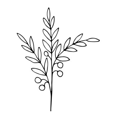 Çiçekli el sosyal medya hikayesi için karalama ikonu çizdi. El yapımı düğün bitkisi, bitki