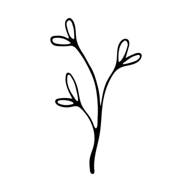 Sevimli, tek elle çizilmiş bitkisel element.