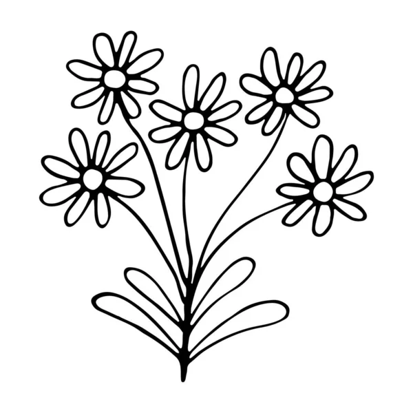 Floral Λουλούδι Χέρι Ζωγραφισμένα Doodle Εικονίδιο Για Την Ιστορία Των — Διανυσματικό Αρχείο