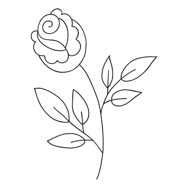 Flower Line Art Logo Element Rose Flower Outline Icon — Stock Vector