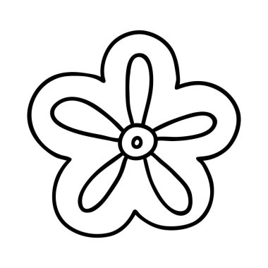 Sevimli tek el bitkisel element çizmiş. Sosyal medya hikayesi için çiçek ikonu. El çizimi papatya çayı