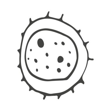 Vektör çizimi çizimi. Çizgi sanatı covid-19 virüs hücresi. Virüs karalama sanatı