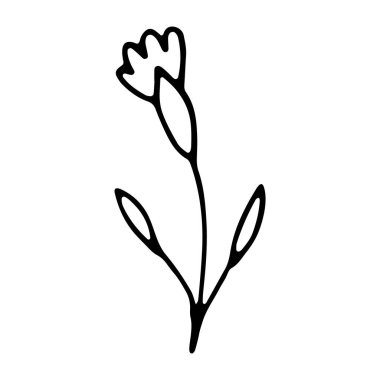 El çizimi çiçek karalaması. Basit bir karalama ikonu. Sosyal ağlar, web, reklamcılık için tasarım