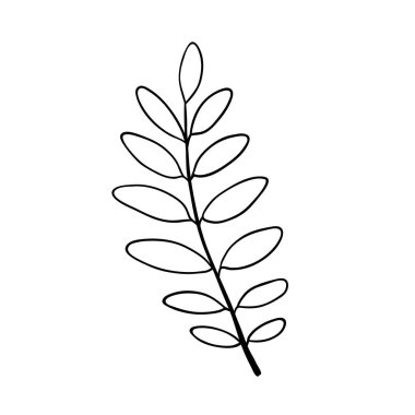 Sevimli, tek elle çizilmiş bitkisel element.