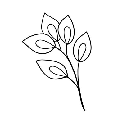 Yapraklı el yapımı dekoratif dal. Tasarım davetiyesi, düğün kartı, sevgililer günü için dekorasyon ögesi.