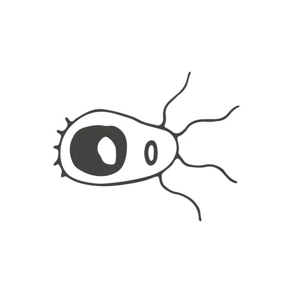 Bacterias Dibujadas Mano Garabato Icono Icono Microbio Virus Contorno Dibujado — Vector de stock