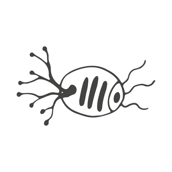 Virus Doodle Art Bacterias Dibujadas Mano Garabato Icono — Vector de stock