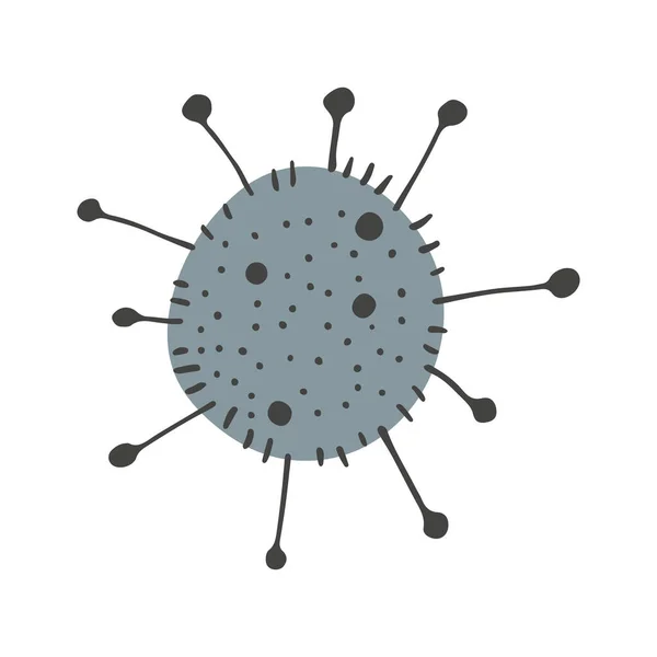 Linea Art Covid Cellula Virale Microorganismo Batterico Disegnato Mano Contorno — Vettoriale Stock
