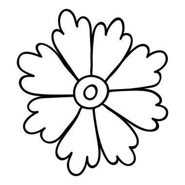 Tek karalama çizgisi çiçeği. El çizimi sanat çiçekleri