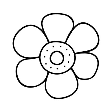 El çizimi çiçek karalaması. Soyut çiçek elementi. Basit karalama simgesi