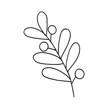 Sevimli, tek elle çizilmiş bitkisel element.