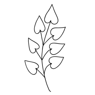 Çizgi ya da dış hatlarda botanik vektörü. Tasarım davetiyesi, düğün kartı, sevgililer günü için dekorasyon ögesi.