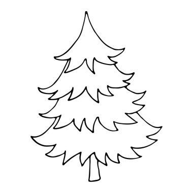 Elle çizilmiş Noel ağacı beyazda izole mi? Kış simgesini çiz.