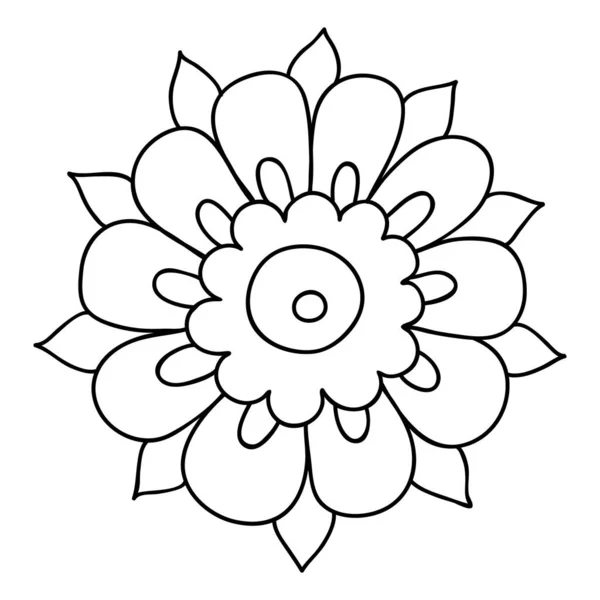 シンプルな花のドアのアイコン メフェンディヘナタトゥードードルスタイル — ストックベクタ