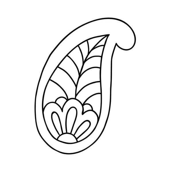 Абстрактний Контурний Лист Ізольований Білому Рука Намальована Квітка Каракулі Елемент — стоковий вектор