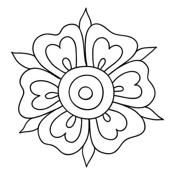 Simple Floral Doodle Icon Mehendi Henna Tattoo Doodle Style Mandala — Stock Vector