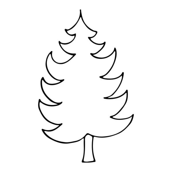 Árbol Navidad Dibujado Mano Aislado Blanco — Vector de stock