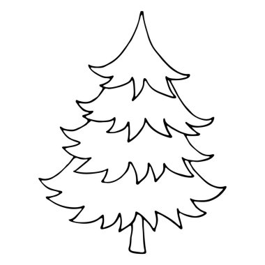 Beyaz üzerine el çizimi Noel ağacı mı? Yaratıcı mürekkep sanatı