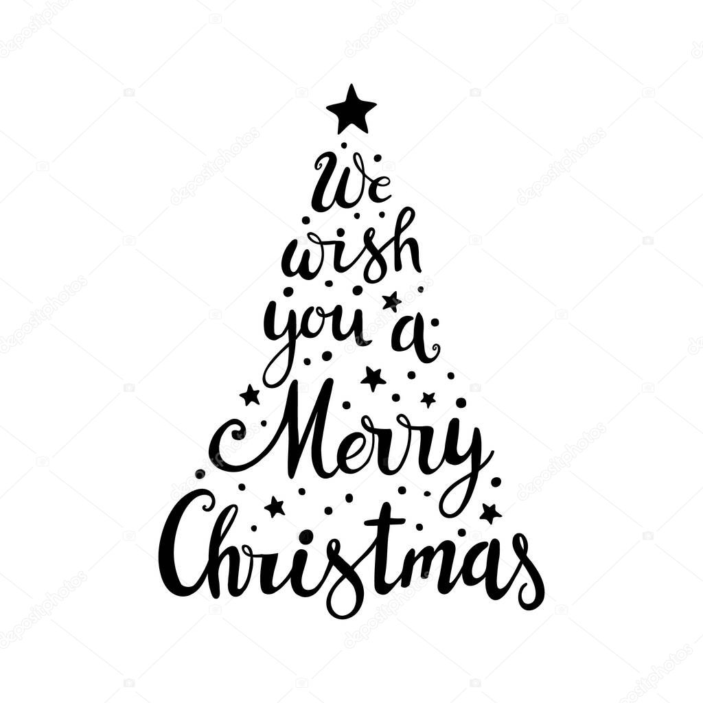 Hand drawn Christmas Lettering. We wish you a Marry Christmas