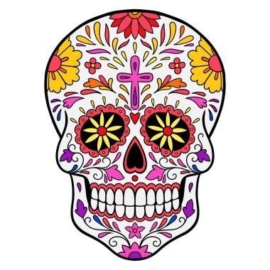 Şeker Kafatası Calavera. Renkli Meksika şeker kafatası