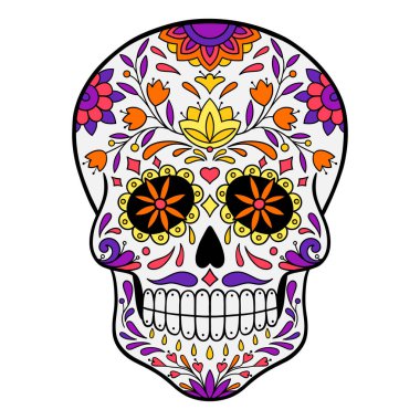 Ölüler Günü Şeker Kafatası Vektör illüstrasyonunu kutluyor