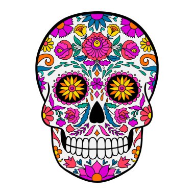 The Dead 'in renkli şeker kafatası günü. Renkli Meksika Şeker Kafatası