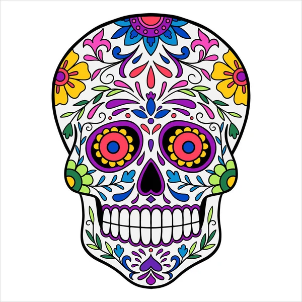 Día Del Cráneo Azúcar Muerto Calavera — Vector de stock