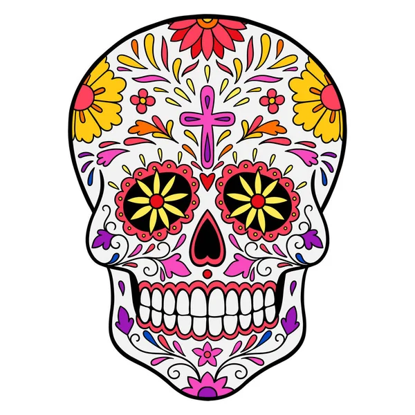 Cráneo Azúcar Calavera Cráneo Azúcar Mexicano Colorido — Archivo Imágenes Vectoriales