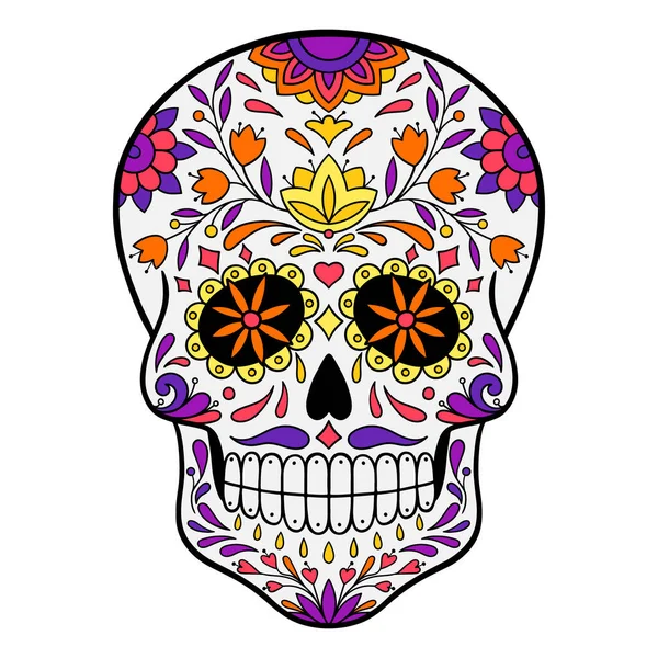 Día Los Muertos Celebración Cráneo Azúcar Vector Ilustración — Archivo Imágenes Vectoriales