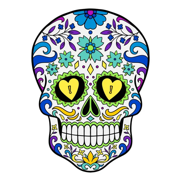 Crâne Sucre Mexicain Coloré — Image vectorielle