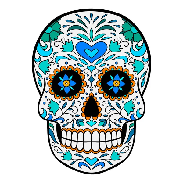 Día Calavera Muerta Cráneo Azúcar Mexicano Colorido — Vector de stock