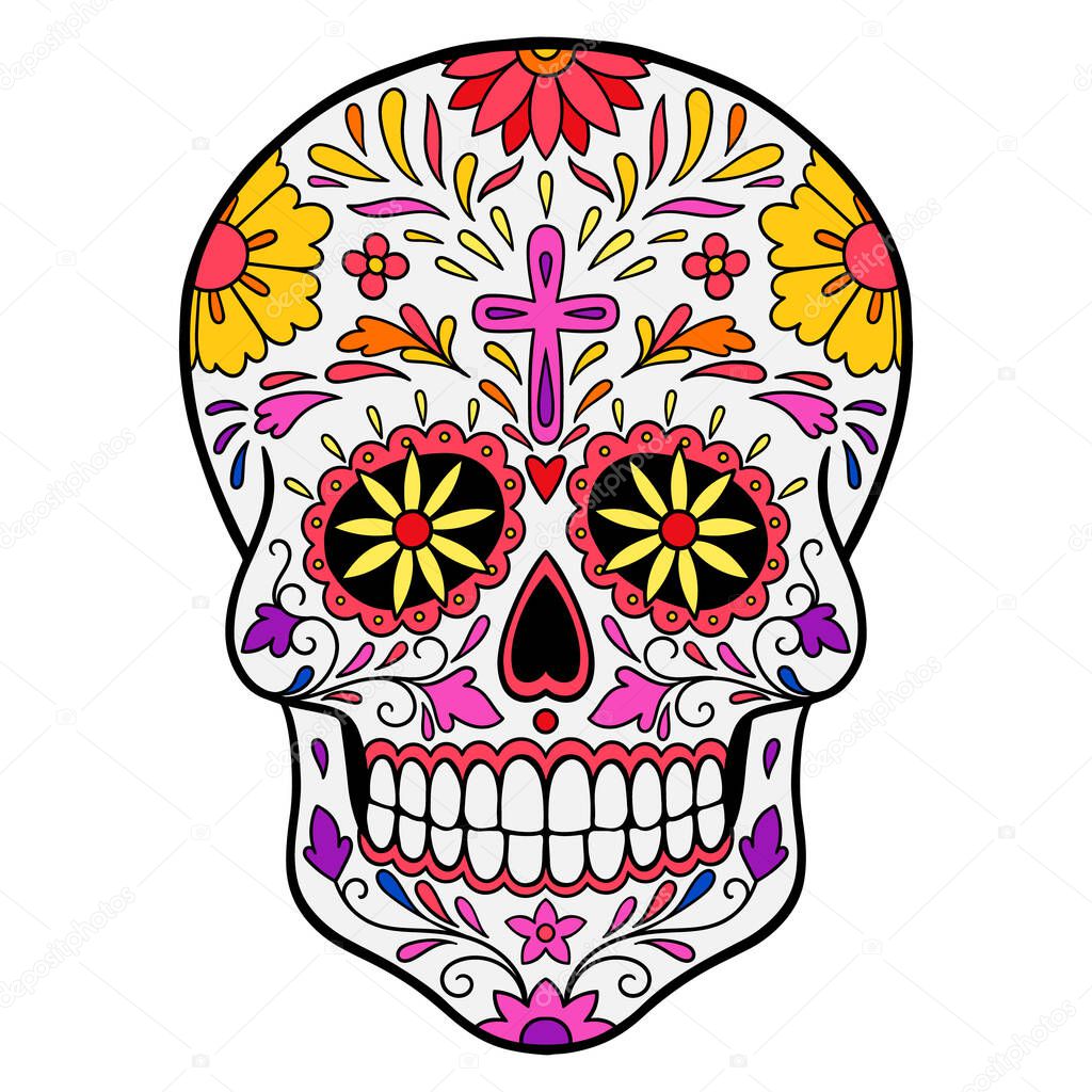 Sugar Skull Calavera. Colorful mexican sugar skull