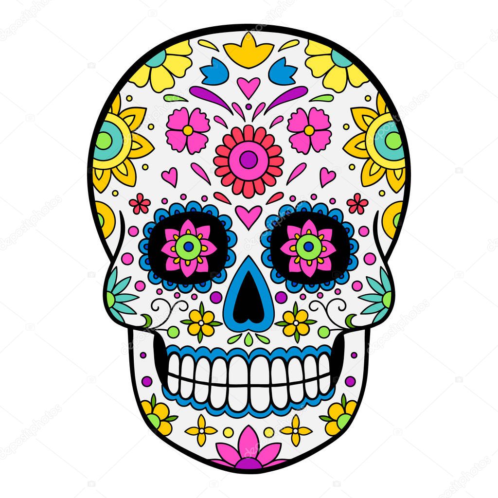 Mexican sugar skull. Colorful Mexican Sugar Skull