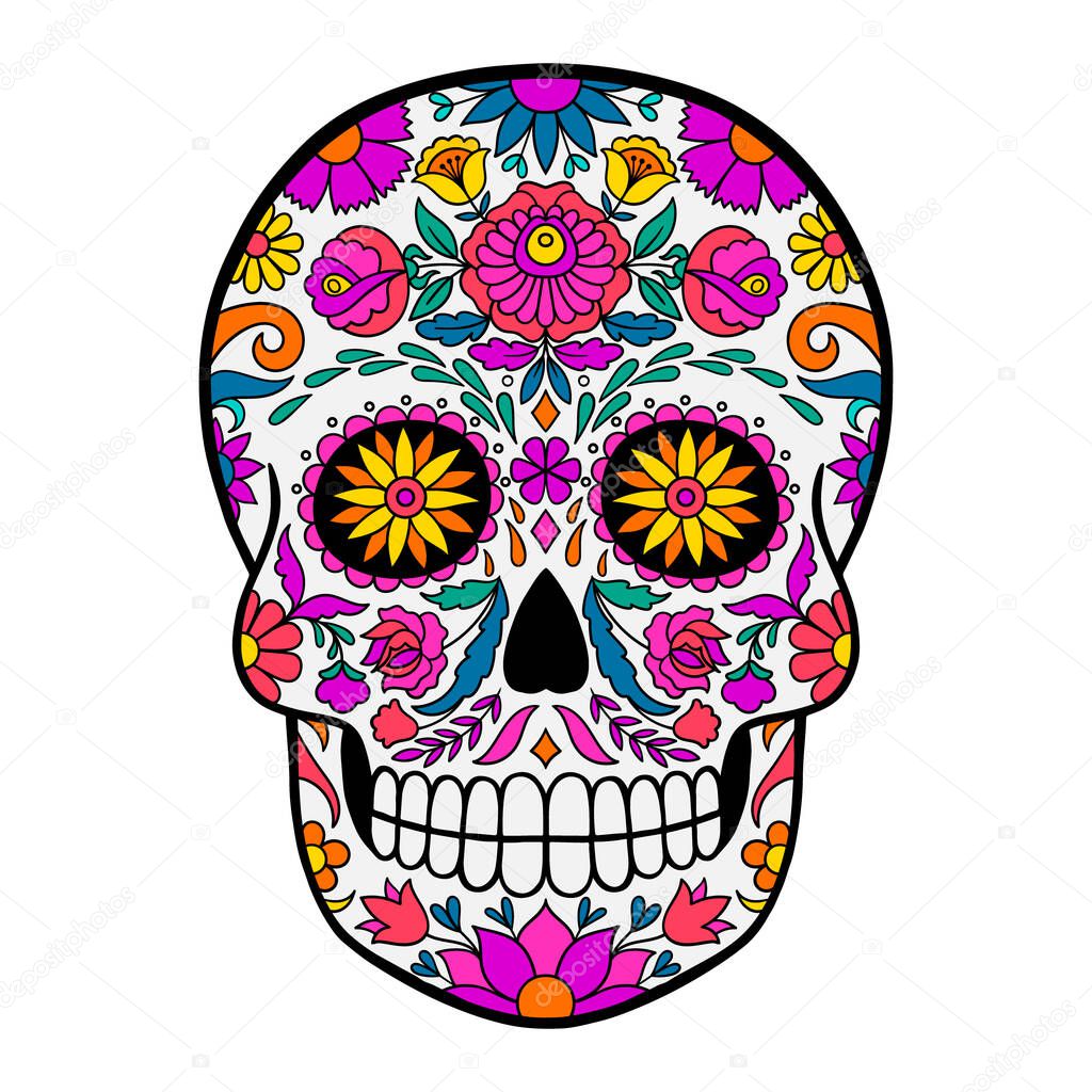 Day of The Dead colorful sugar skull. Colorful Mexican Sugar Skull