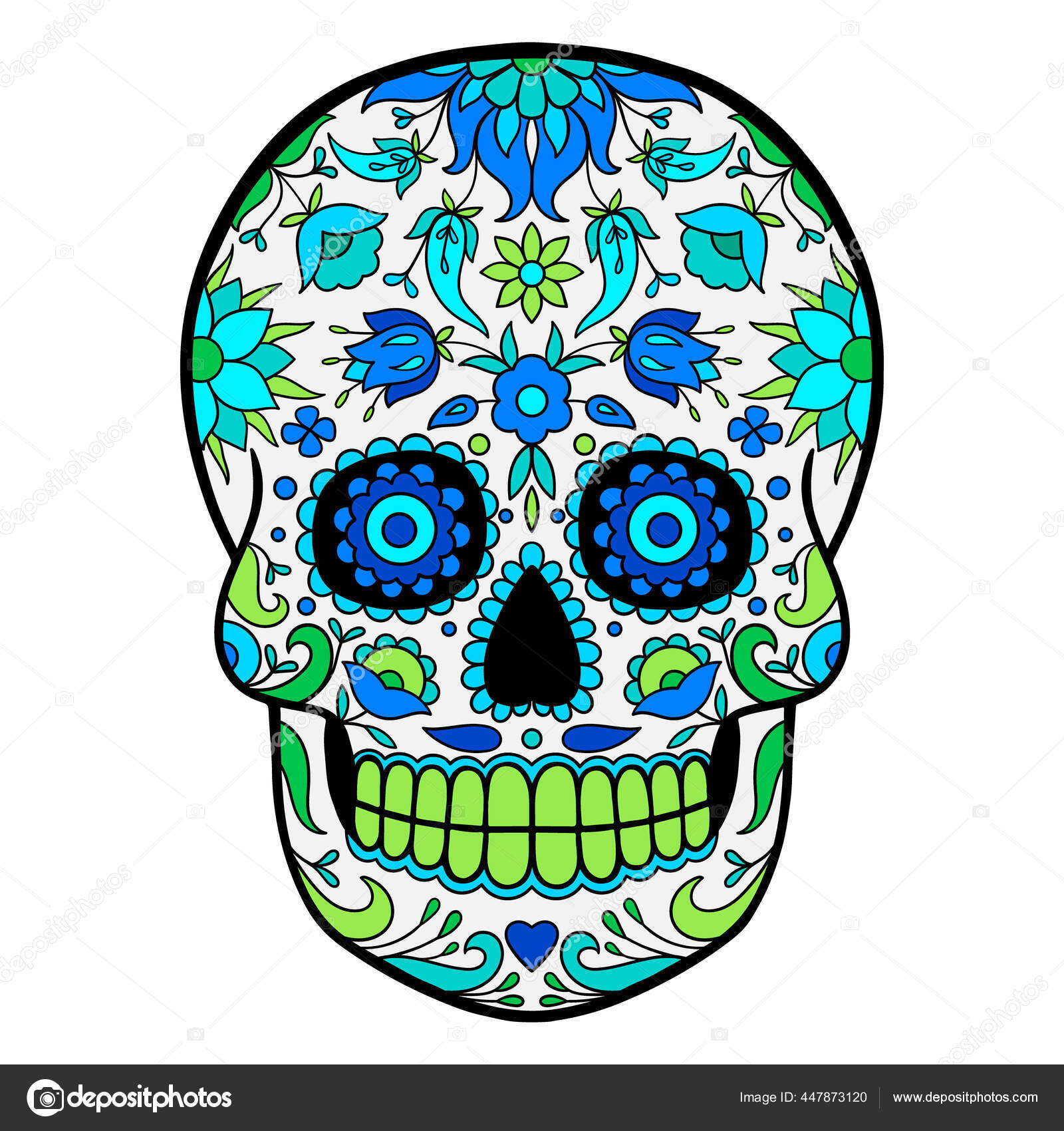 Day Dead Colorful Sugar Skull Colorful Mexican Sugar Skull Stock Vector