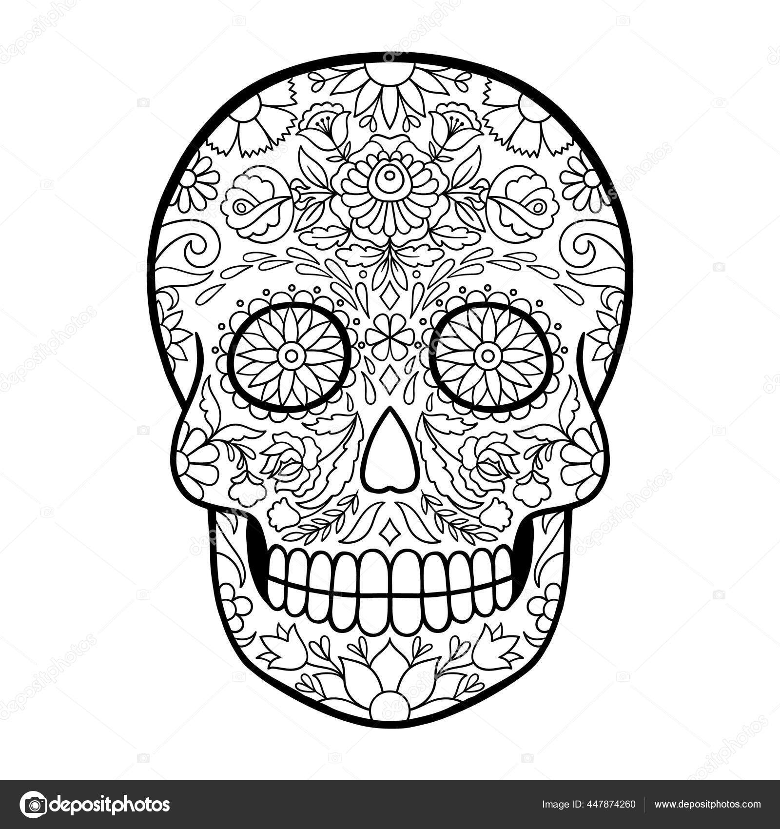Sugar Skull Tattoo Black And White Simple