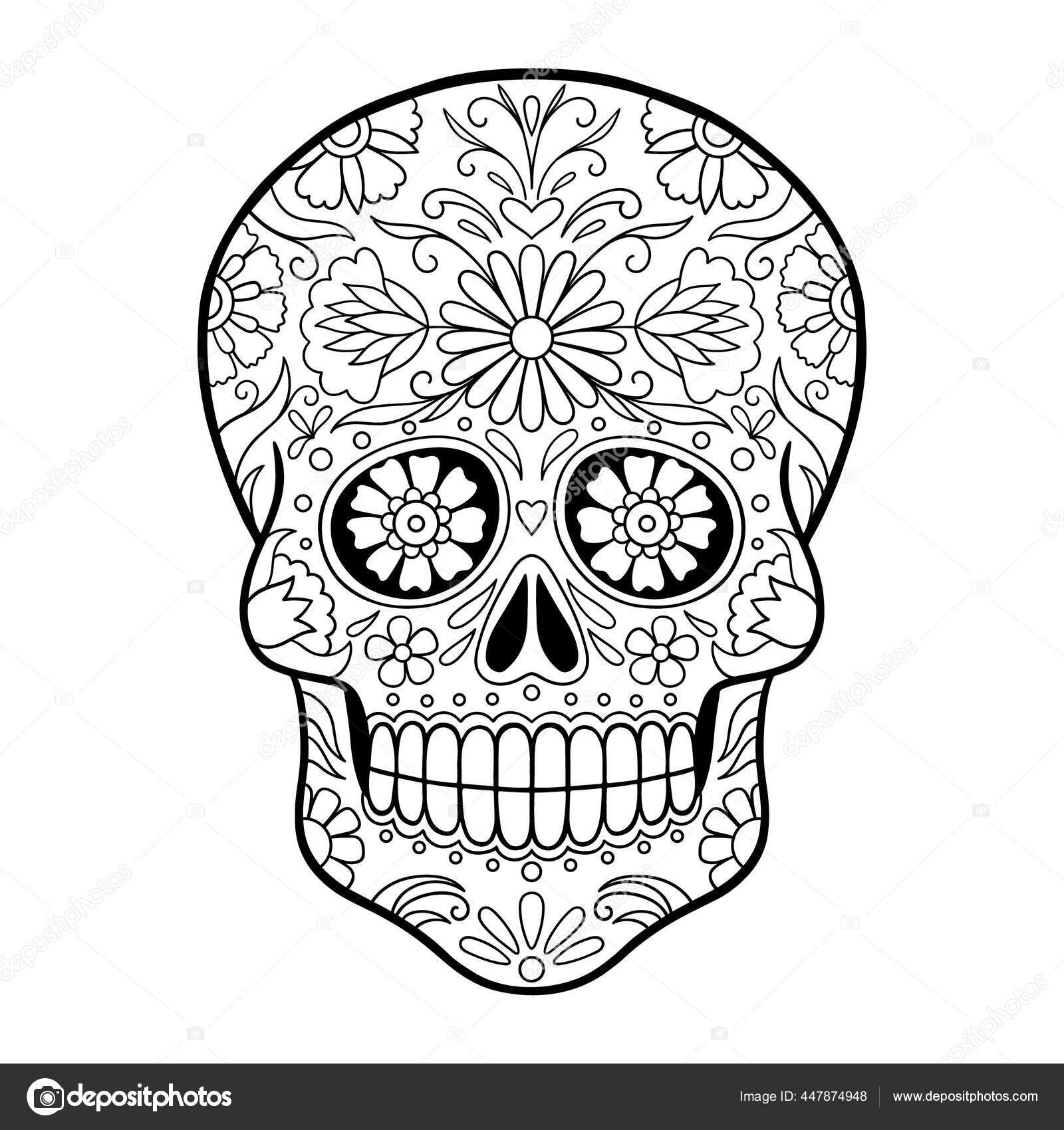 dia de los muertos skull mask template