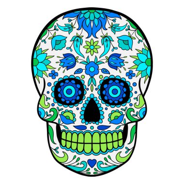 The Dead 'in renkli şeker kafatası günü. Renkli Meksika Şeker Kafatası