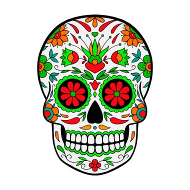 Dead şeker kafatası çiçek süsleme ile günün