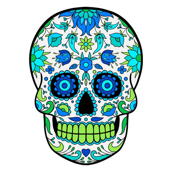 Día Los Muertos Colorido Cráneo Azúcar Cráneo Azúcar Mexicano Colorido — Vector de stock