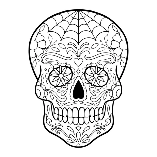 Sugar Skull Day Death Vector Illustration Sugar Skull Flower — Vettoriale Stock