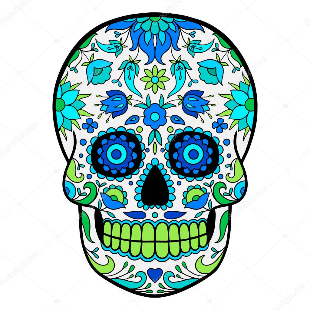 Day of The Dead colorful sugar skull. Colorful Mexican Sugar Skull