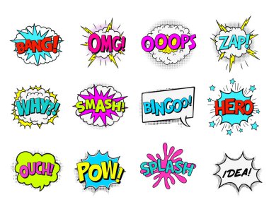 Çizgi Roman Ses Efektleri. Çizgi roman konuşma baloncukları ayarlandı